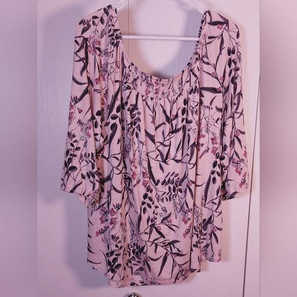 Maurices Pink Floral Tunic Top Size XXL Knit Casual Boho Blouse Flowy Boxy - Picture 5 of 10